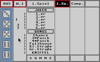 Kniffel atari screenshot